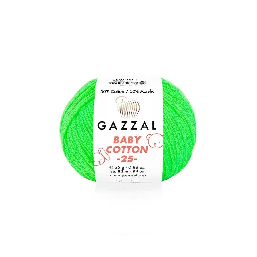 GAZZAL BABY COTTON EL ÖRGÜ İPİ 25 GR 10 LU - Thumbnail