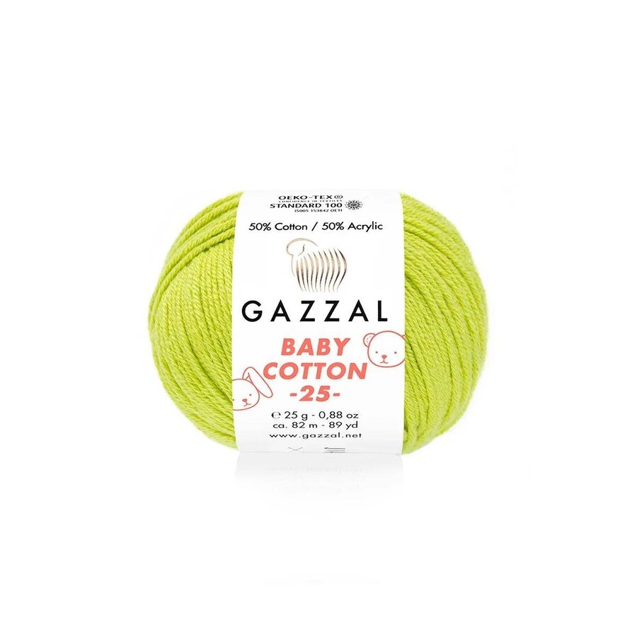 GAZZAL BABY COTTON EL ÖRGÜ İPİ 25 GR 10 LU - Thumbnail